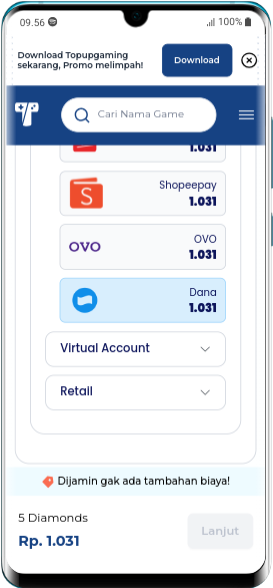 Review di Topupgaming.com Bisa Beli Diamond FF Pakai DANA